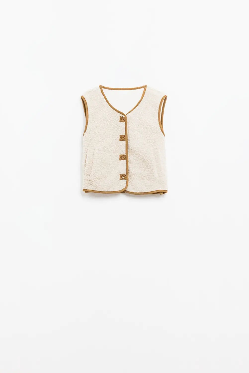 Q2 teddy vest in beige color