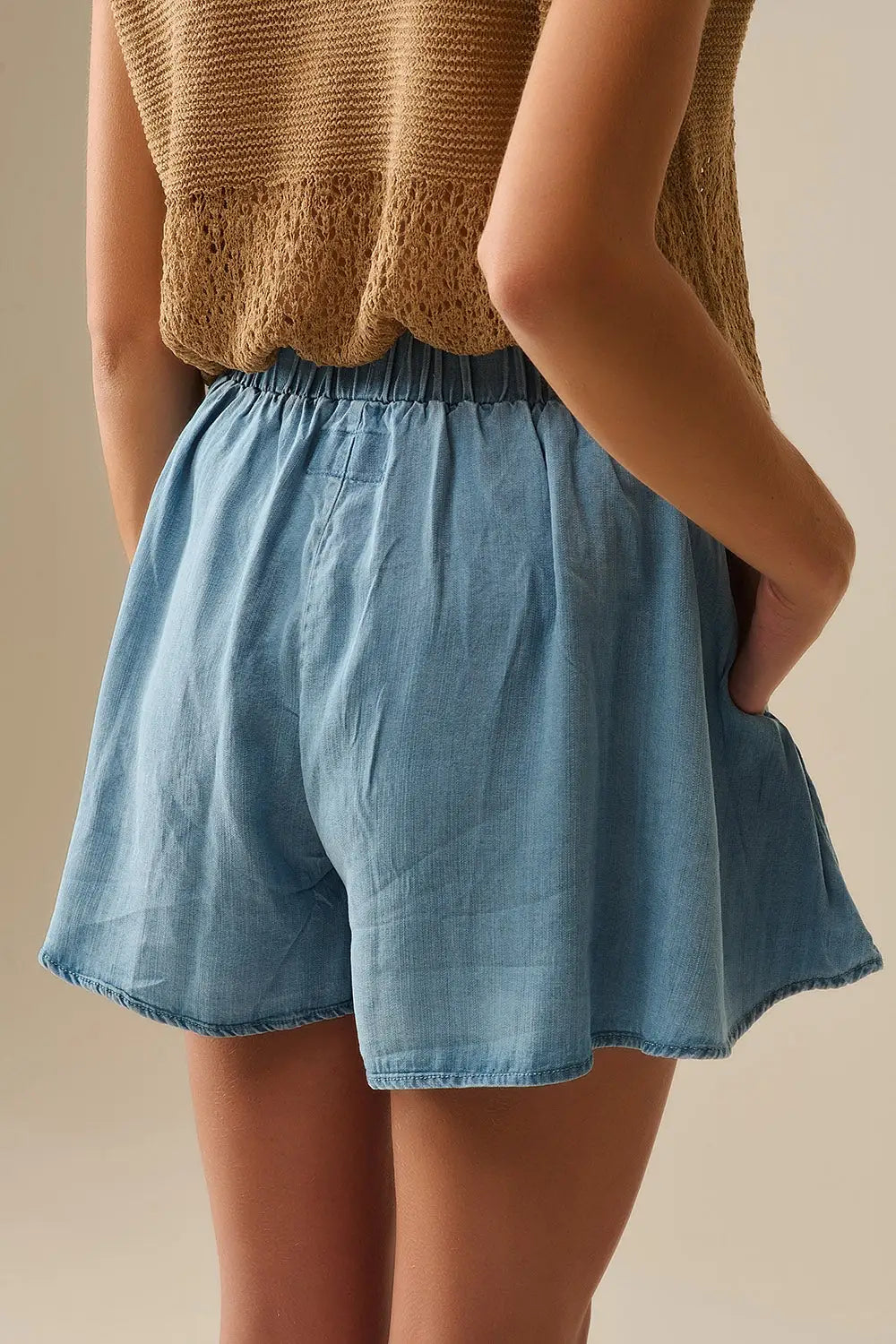 Tencel Flowy Shorts In Blue - Pants