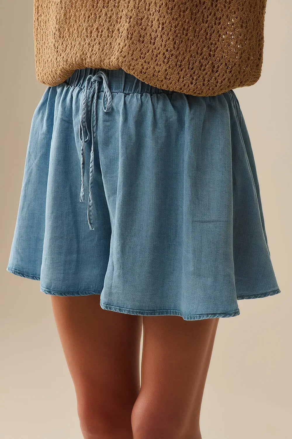 Tencel Flowy Shorts In Blue - Pants
