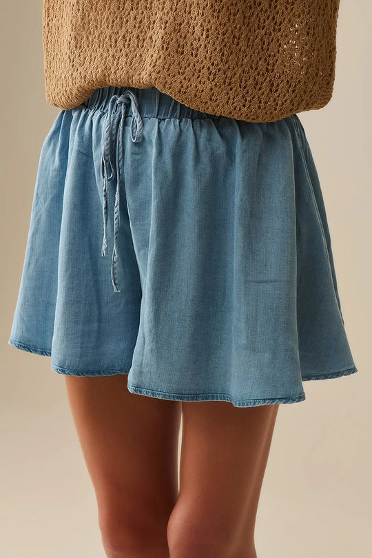Tencel Flowy Shorts In Blue - Pants
