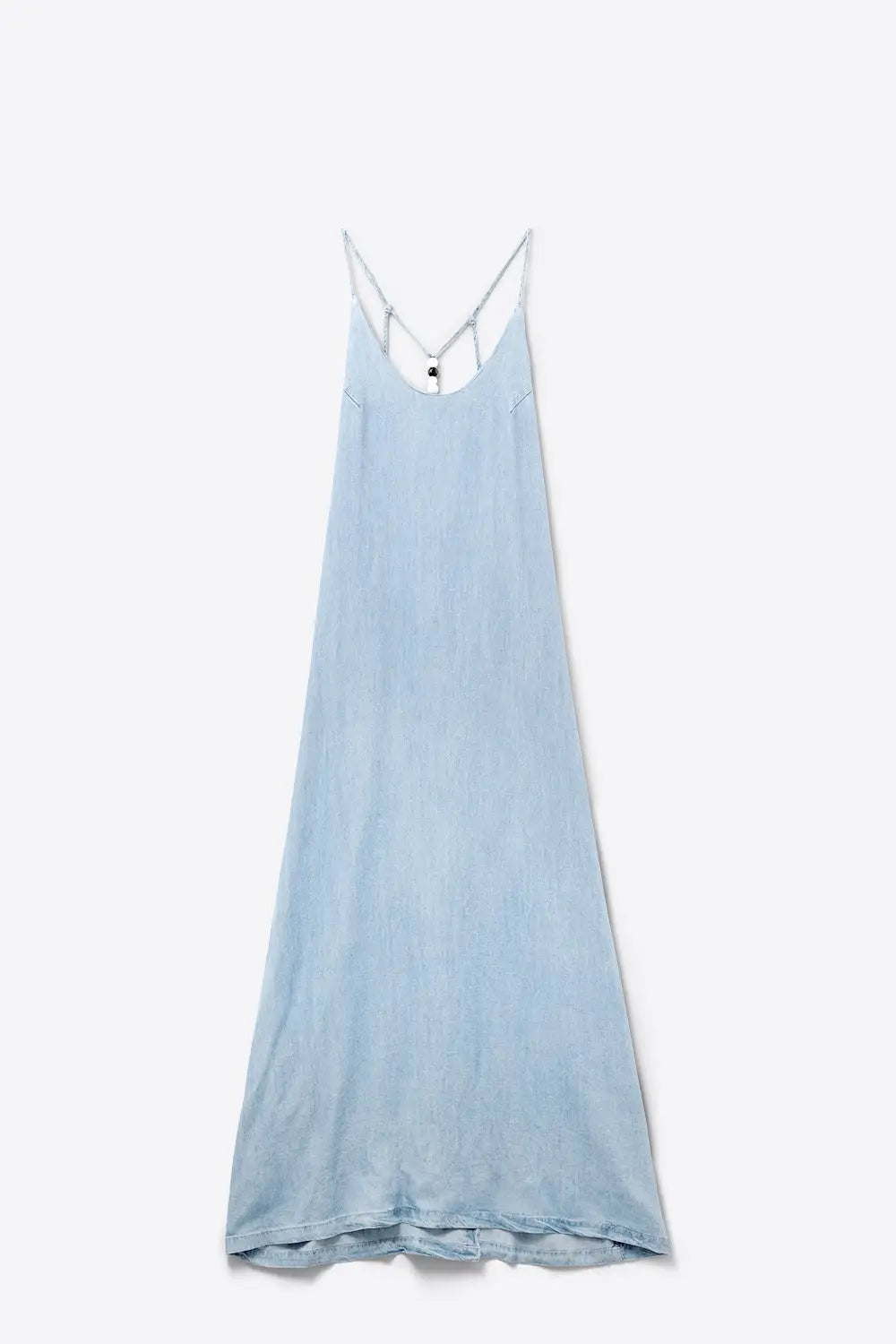 Tencel Light denim dress with beaded straps Large / Blue Tencel Light denim dress with beaded straps Large / Blue