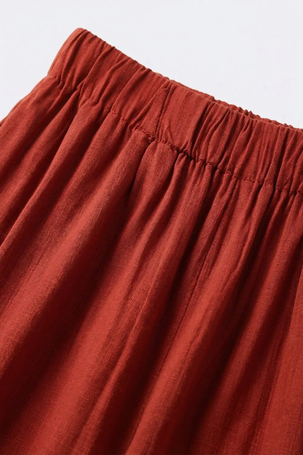 Terracotta Wide Leg Relaxed Fit Lightweight Pants - Pants