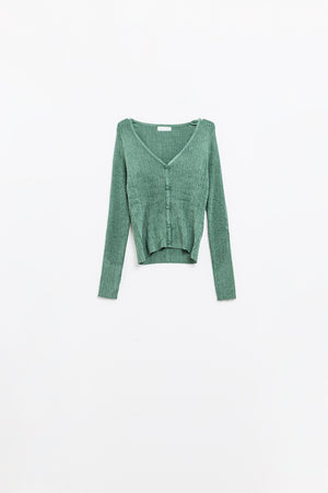 Q2 Textured Cardigan In Mint Green