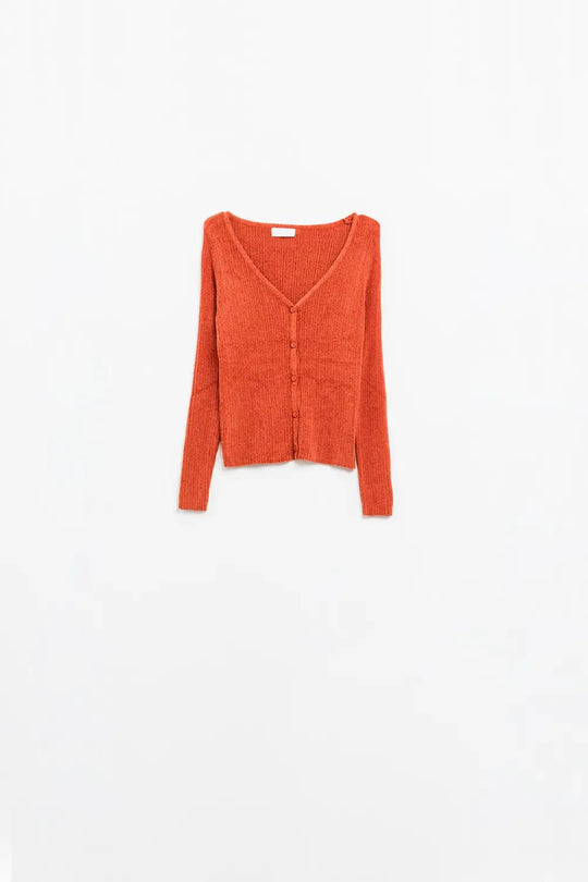 Textured Cardigan In orange - Sweaters