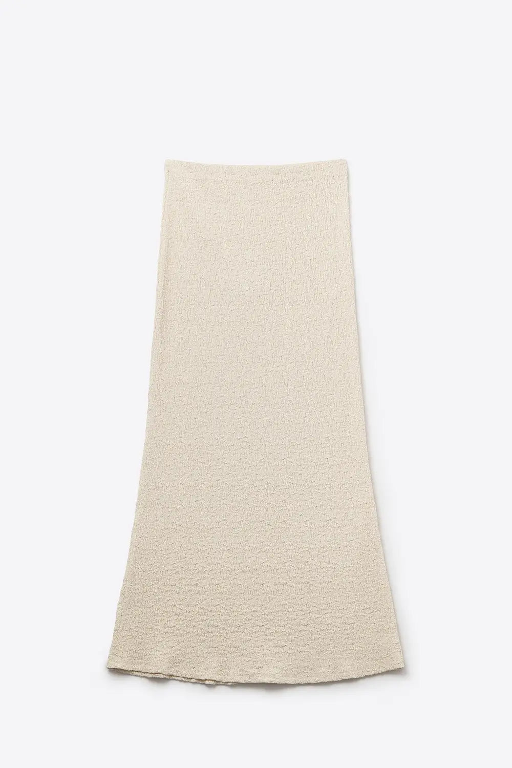 Textured Knitted Maxi Skirt in Beige - Skirts