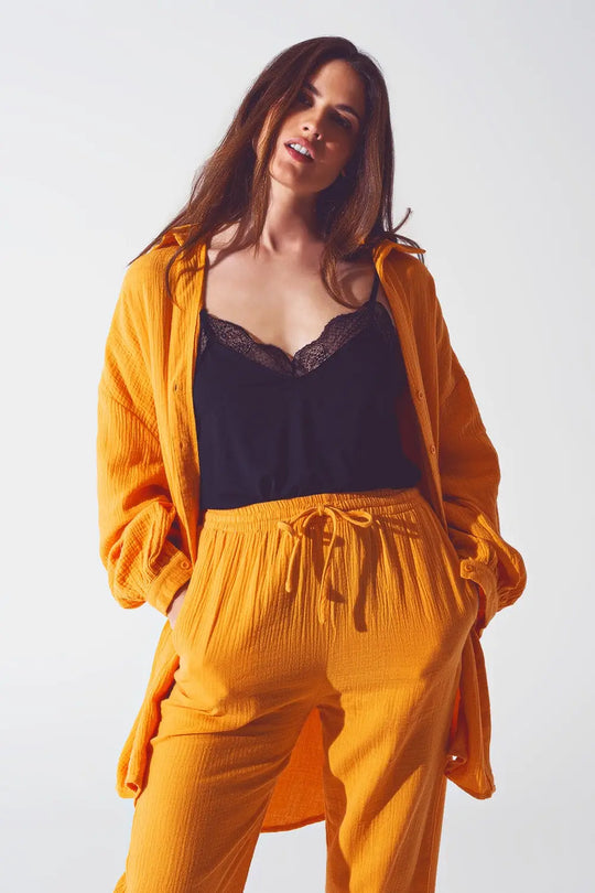 Textured Loose Fit Shirt in Orange - Shirts
