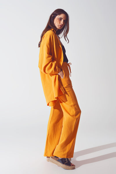 Textured Loose Fit Shirt in Orange