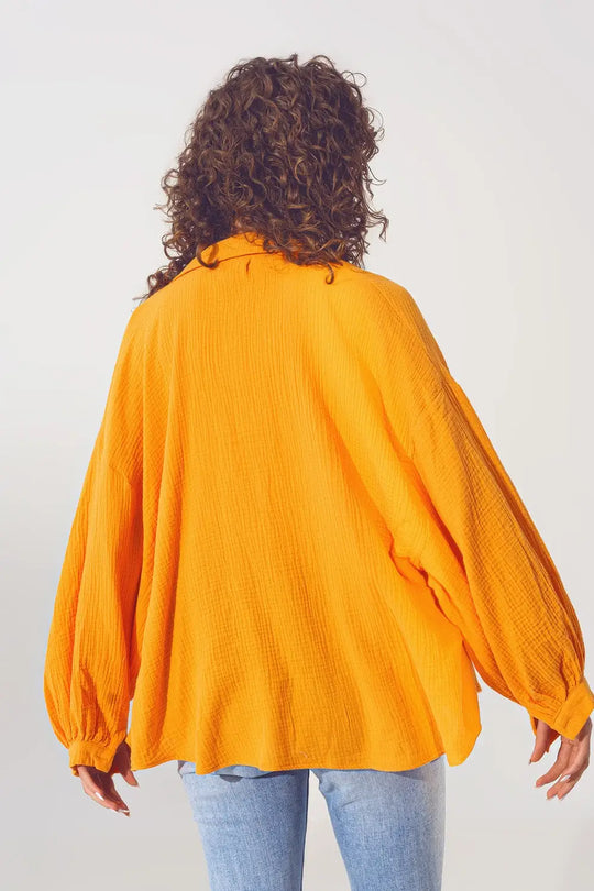 Textured Loose Fit Shirt in Orange - Shirts