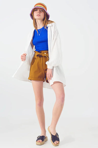 Textured Loose Shirt in White - Shirts