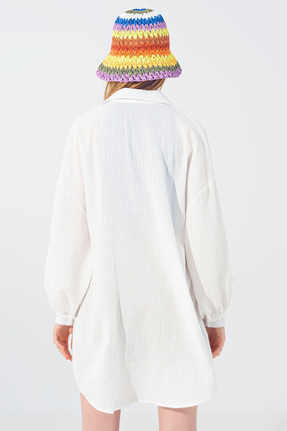 Textured Loose Shirt in White