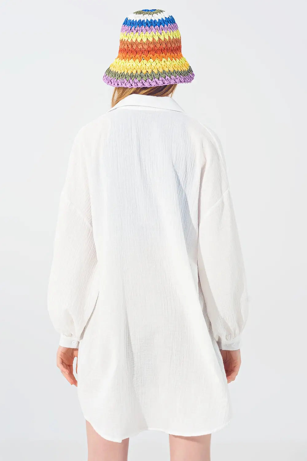Textured Loose Shirt in White - Shirts