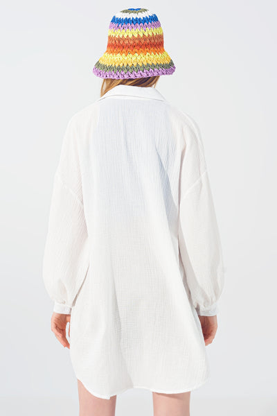 Textured Loose Shirt in White