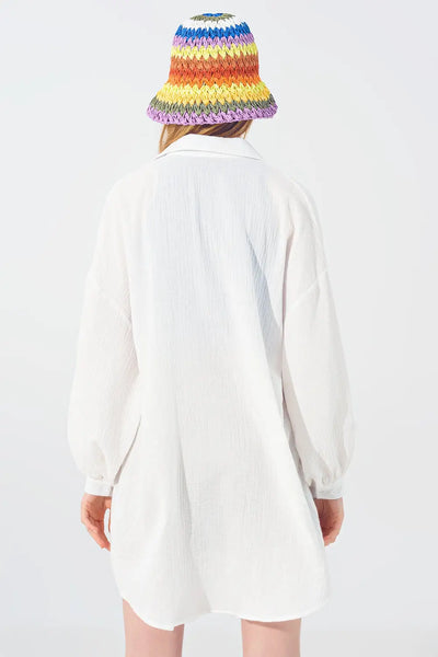 Textured Loose Shirt in White - Shirts