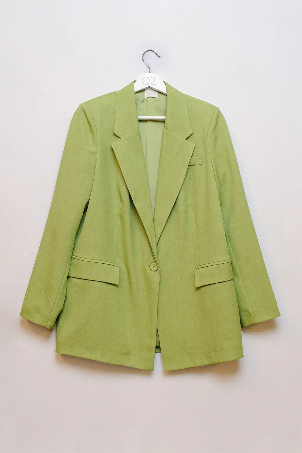 Q2 Textured Oversized Blazer in Green