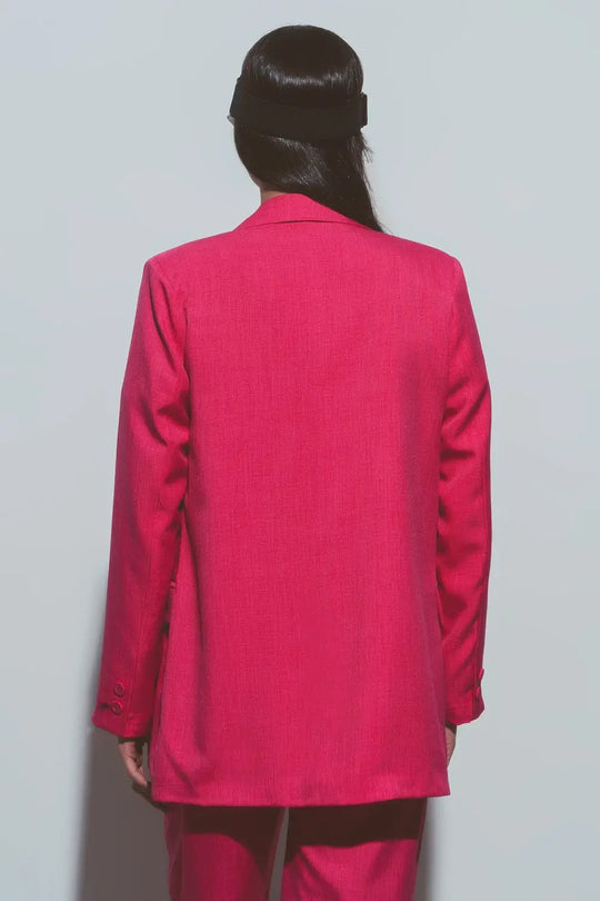 Textured Oversized Blazer in Pink - Coats and Jackets