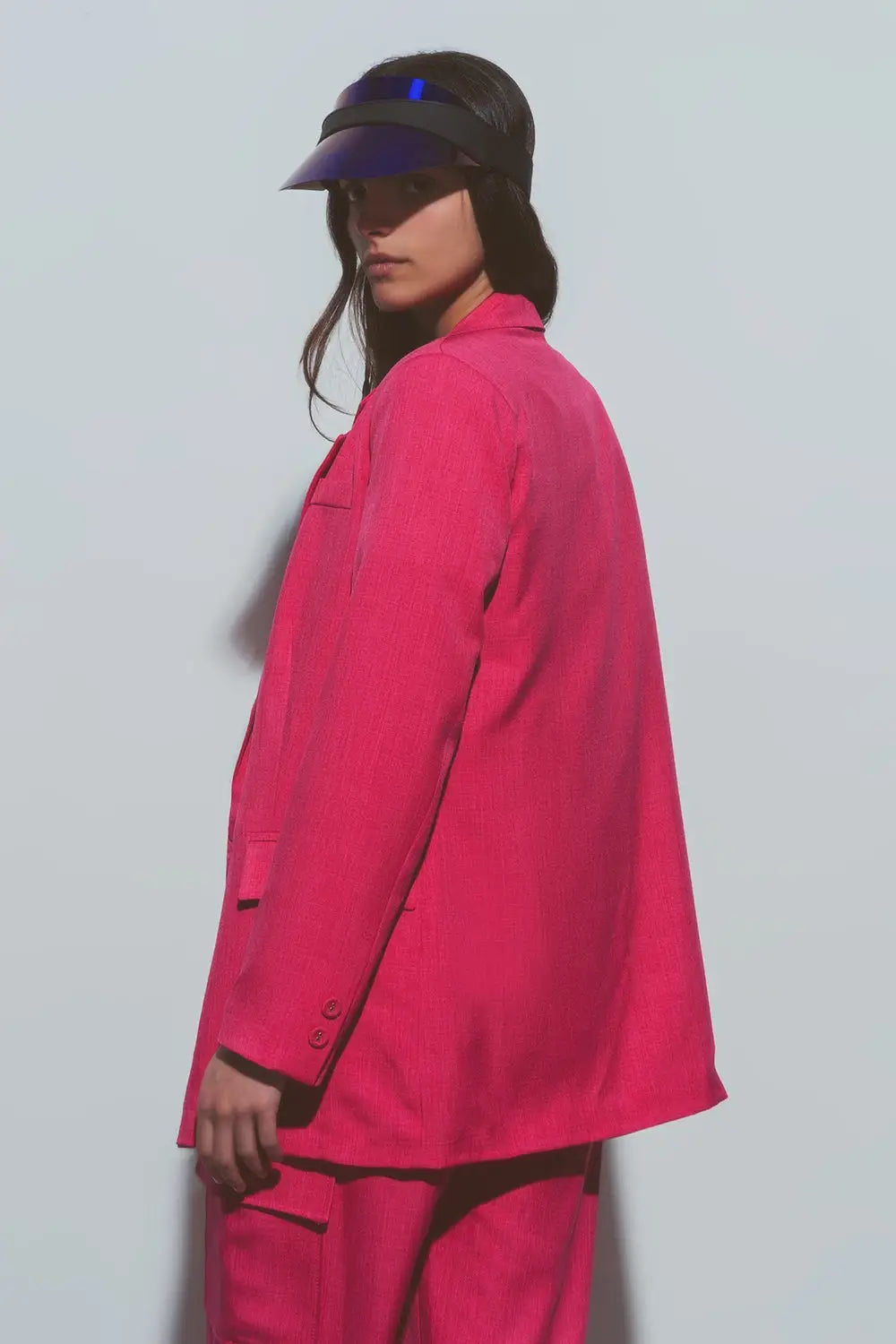 Textured Oversized Blazer in Pink - Coats and Jackets