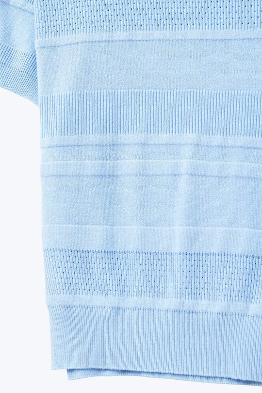 Textured Stripe Knit Sweater in Blue - One Size / Blue - Sweaters
