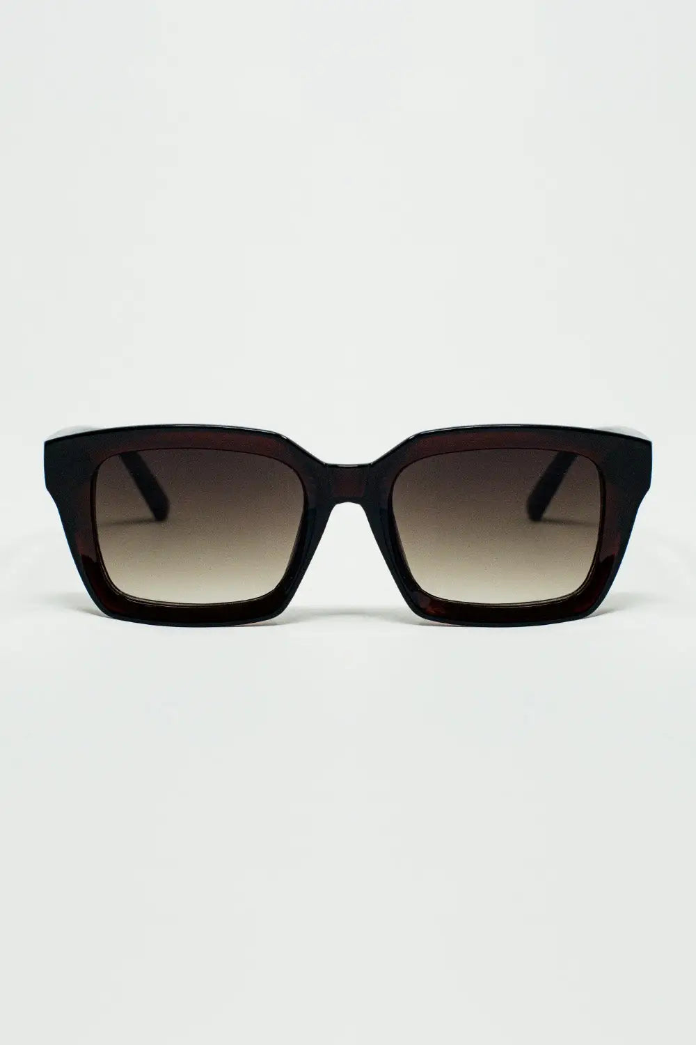 Q2 Thick Square Frame Sunglasses Chunky Retro in Bordeaux