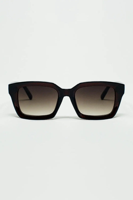 Q2 Thick Square Frame Sunglasses Chunky Retro in Bordeaux