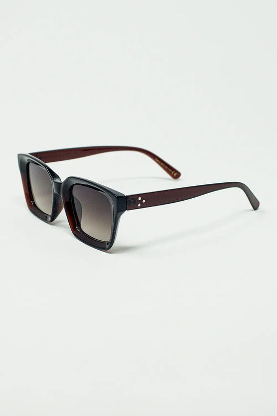 Thick Square Frame Sunglasses Chunky Retro in Bordeaux - One Size / Brown