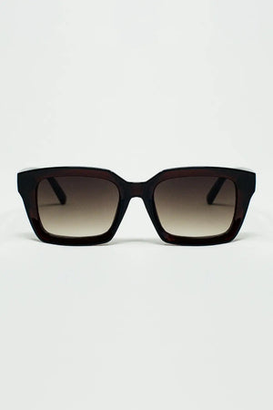 Q2 Thick Square Frame Sunglasses Chunky Retro in Bordeaux