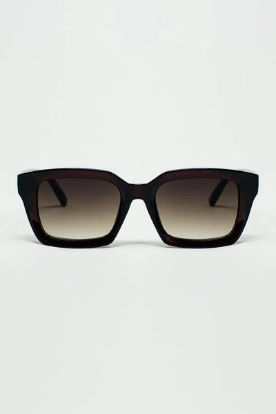 Q2 Thick Square Frame Sunglasses Chunky Retro in Bordeaux