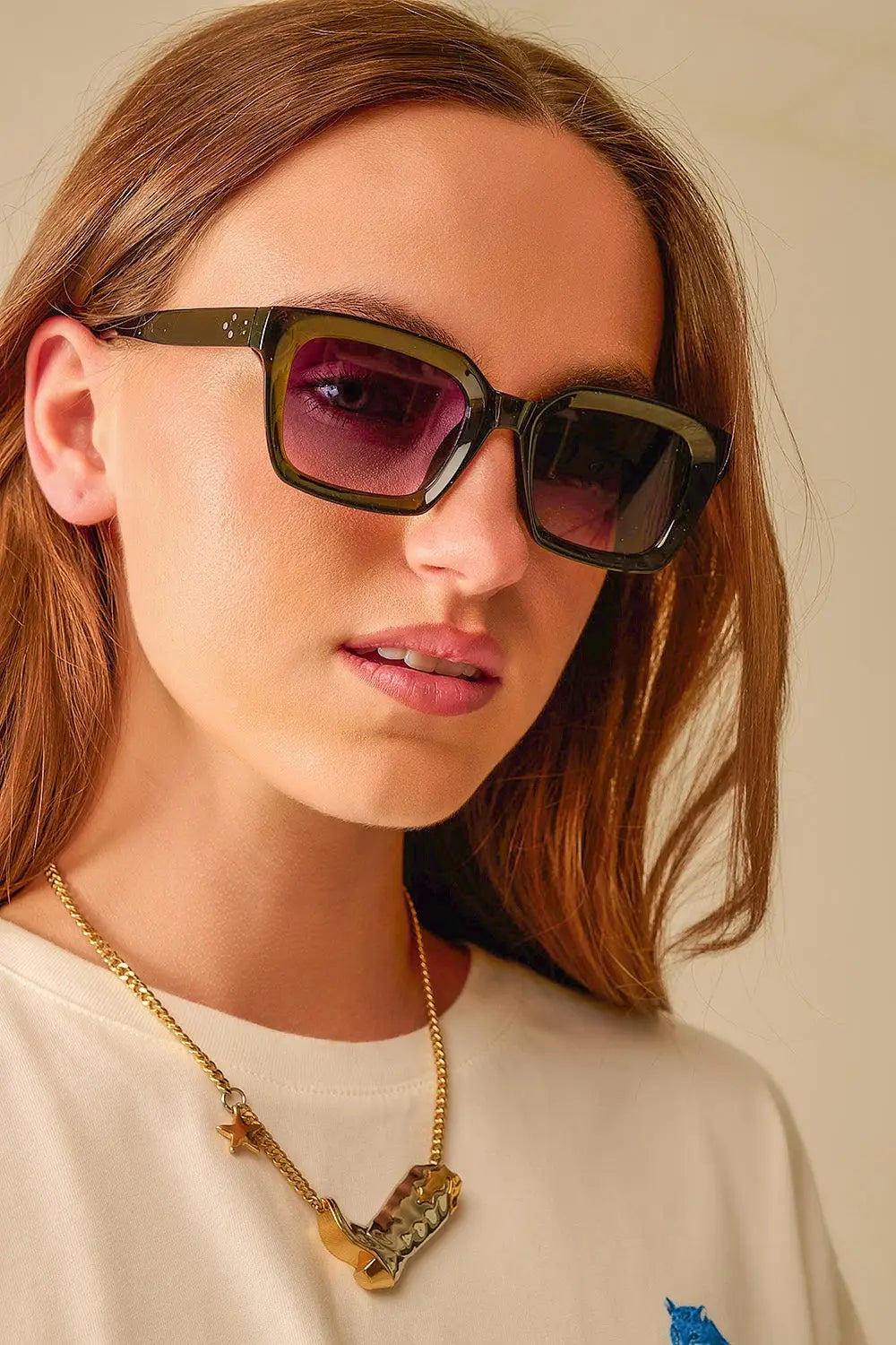 Thick Square Frame Sunglasses Chunky Retro in green - One Size / Green