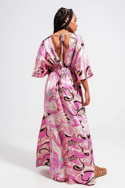 Tie back midi dress in pink - Dresses
