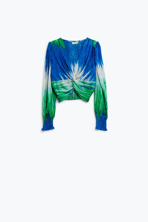 Q2 Tie-Dye Longsleeve Top Crossed In The Front