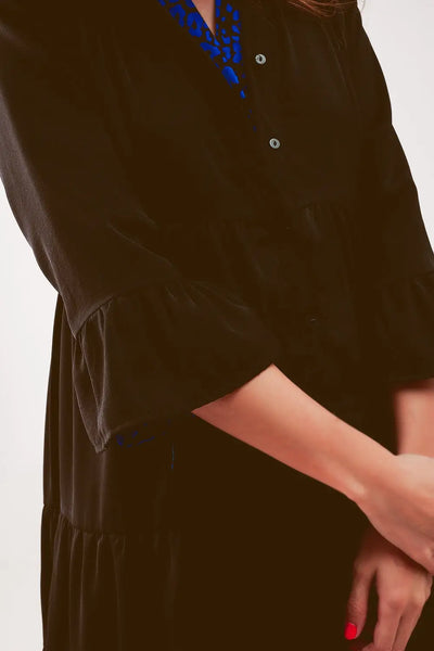 Tiered smock mini dress in black - Dresses