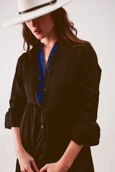 Tiered smock mini dress in black - Dresses