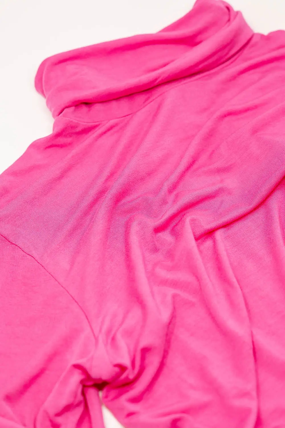 Top à col haut et à manches longues en modal fucsia - Tee-Shirt