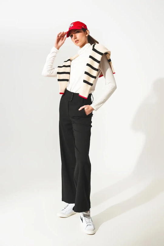 Top à col haut tissu modal et à manches longues en creme - Tops