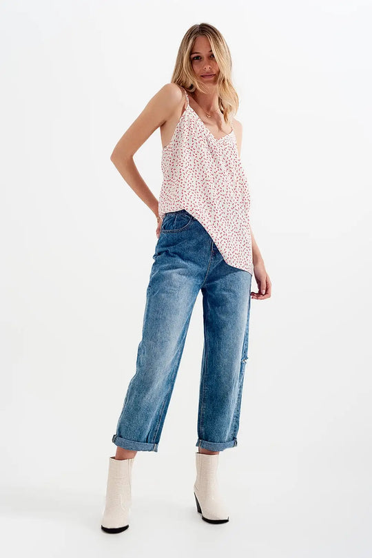 Top à motif cerise crème - Tops