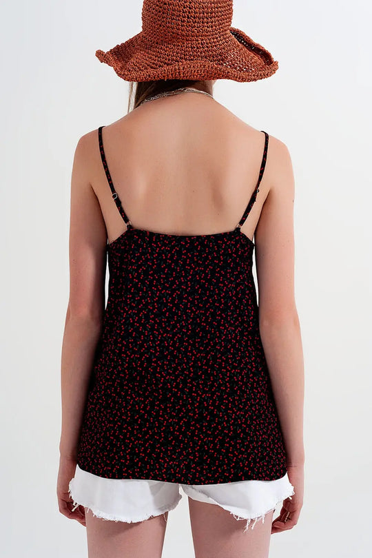 Top à motif cerise noir - Tops