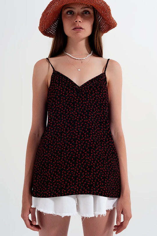 Top à motif cerise noir - Tops