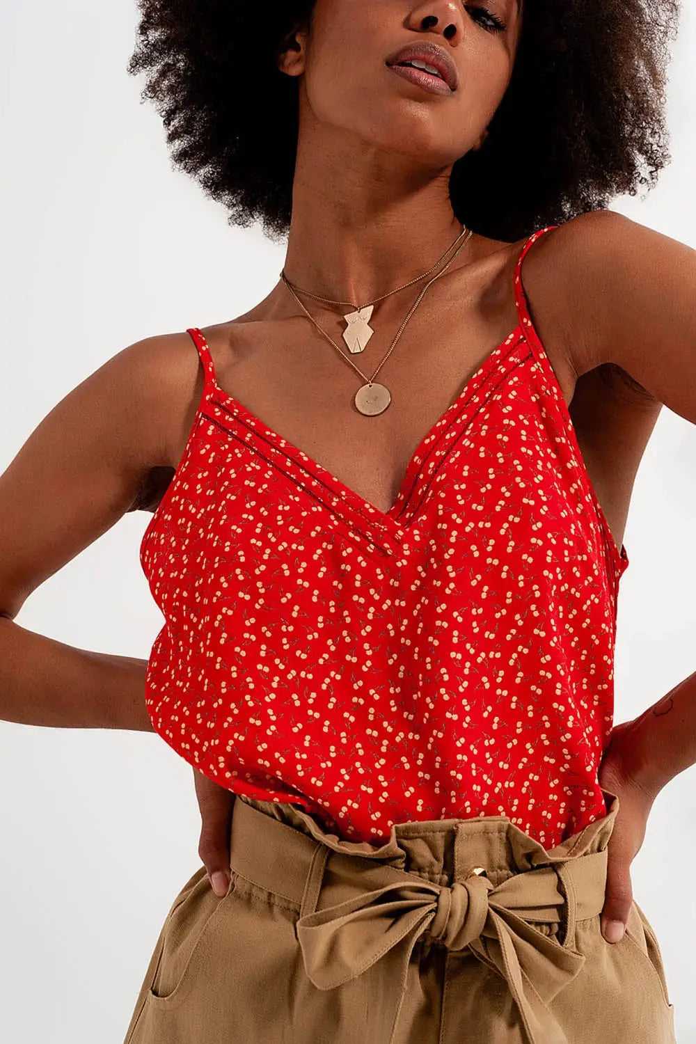 Top à motif cerise rouge - Tops