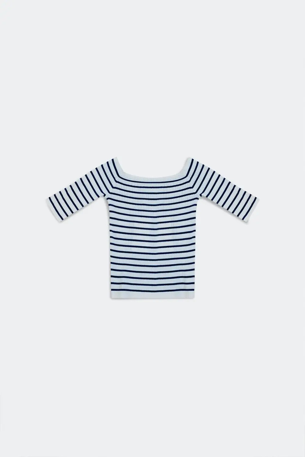 Top à rayures à encolure Bardot marine - Pulls