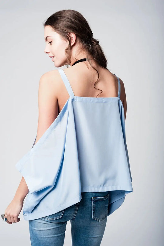 Top bleu aux épaules dénudées - Tee-Shirt