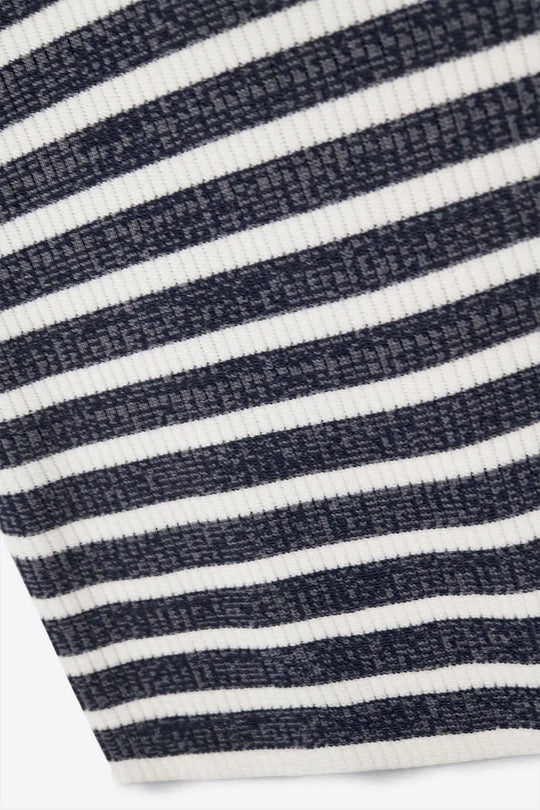 Top bleu marine avec rayures et bretelles blanches - Tops