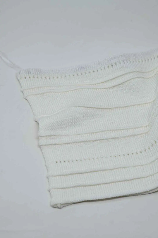 Top bodycon en maille sans bretelles blanc - One Size / blanc - Pulls
