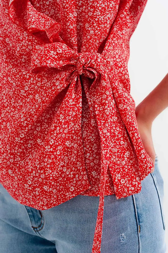 Top cache cœur d’ensemble à fleurs en rouge - Tee-Shirt