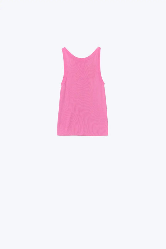 Q2 Top Comfy côtelé à col bateau en fuchsia