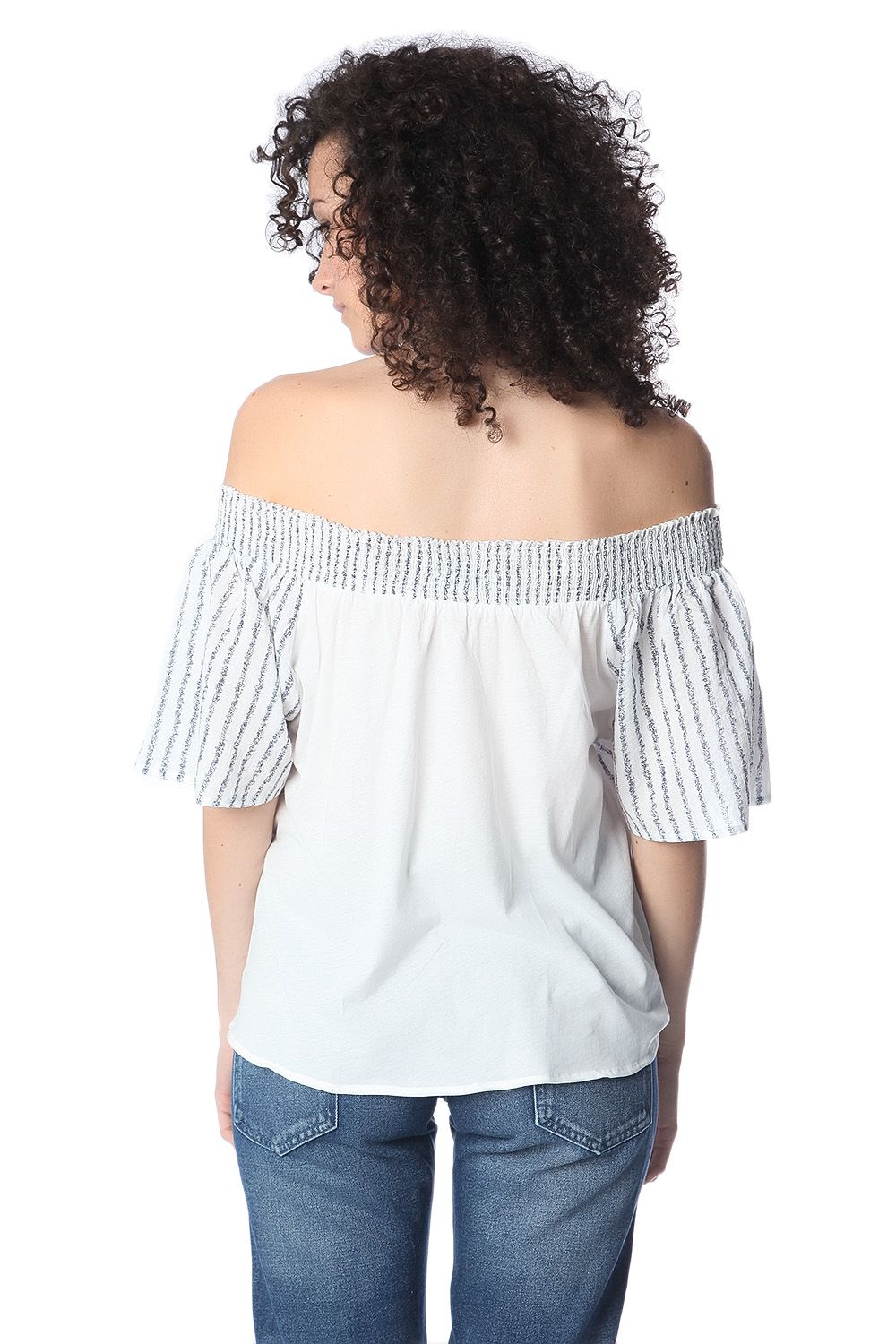 Navy boho off the shoulder top