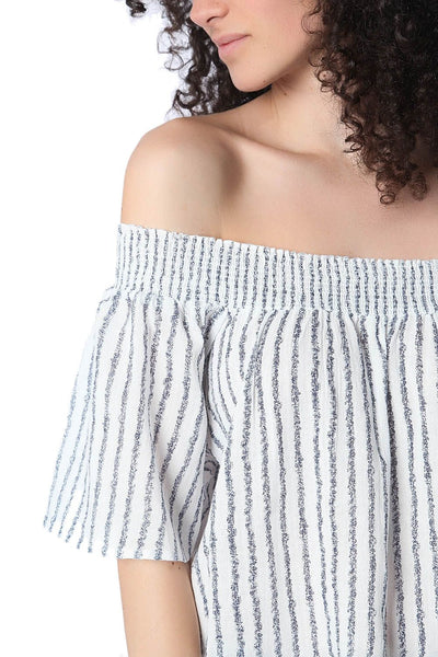 Navy boho off the shoulder top