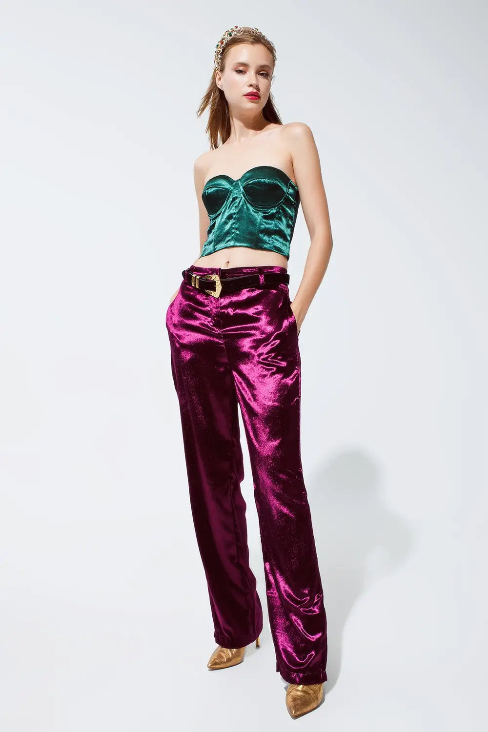 Top corset sans bretelles vert émeraude - Tops
