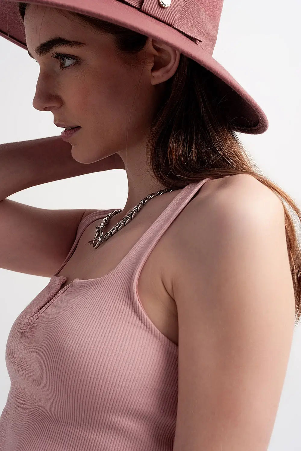 Top côtelé à encolure carrée Blush - Tops