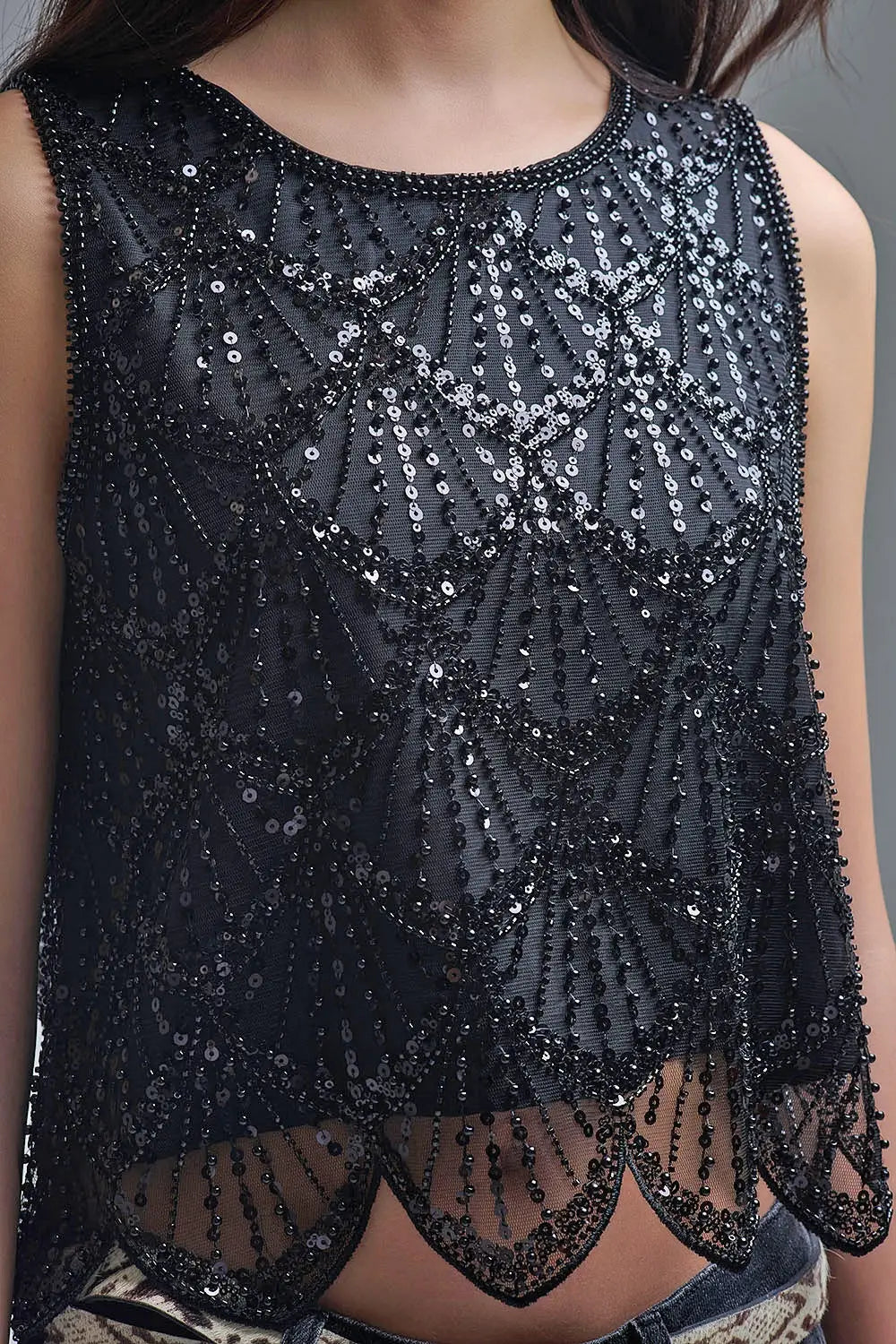 Top court chic à sequins Noir - Tops