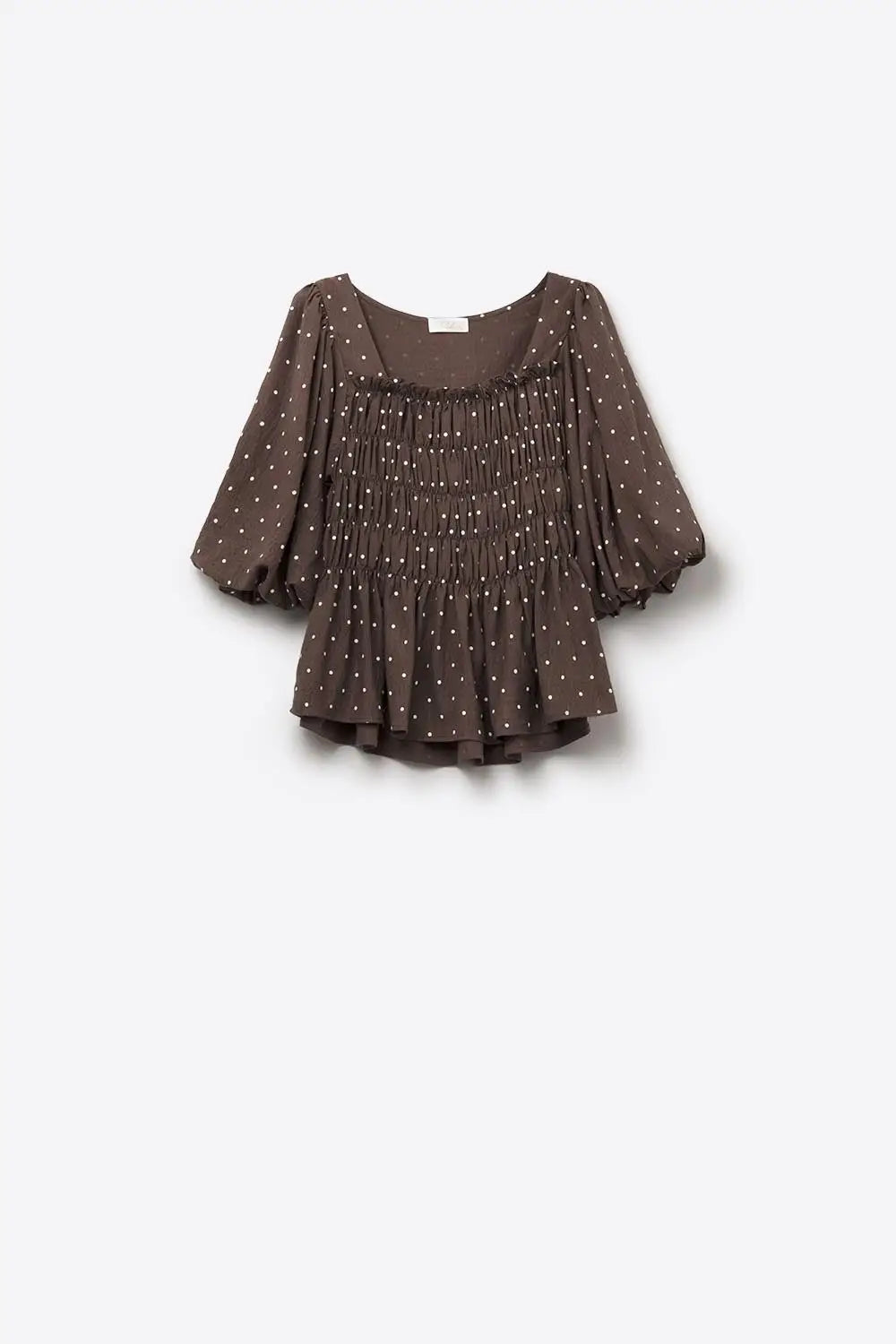 Top court chic marron à pois ajusté à la taille - Tops