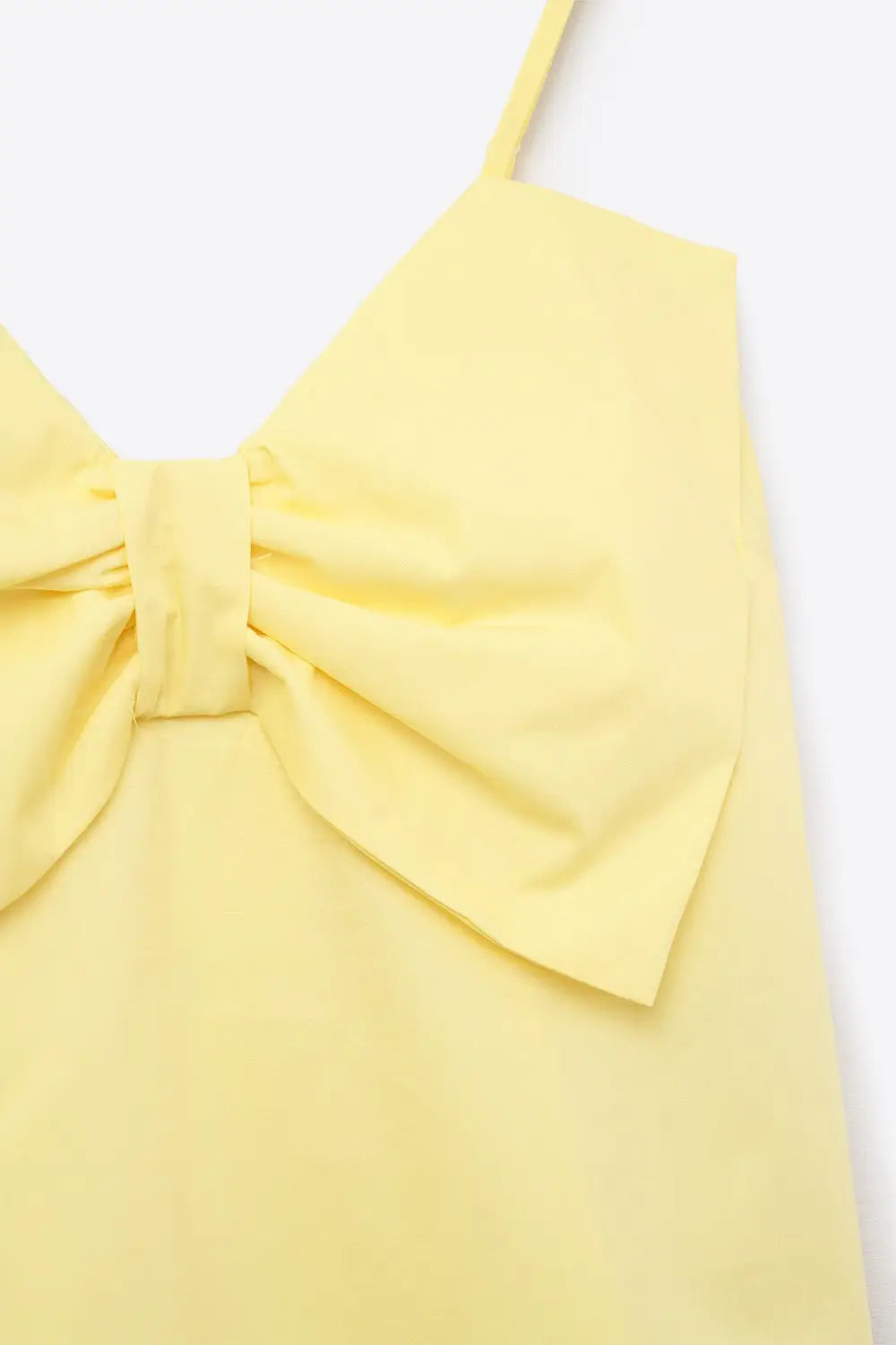 Top crop en popeline jaune avec nœud - Tops